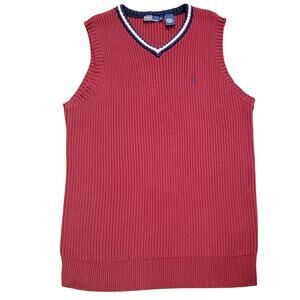 Polo Ralph Lauren Sweater Vest Men's Sz XL Colorblock Classic Burgundy Blue